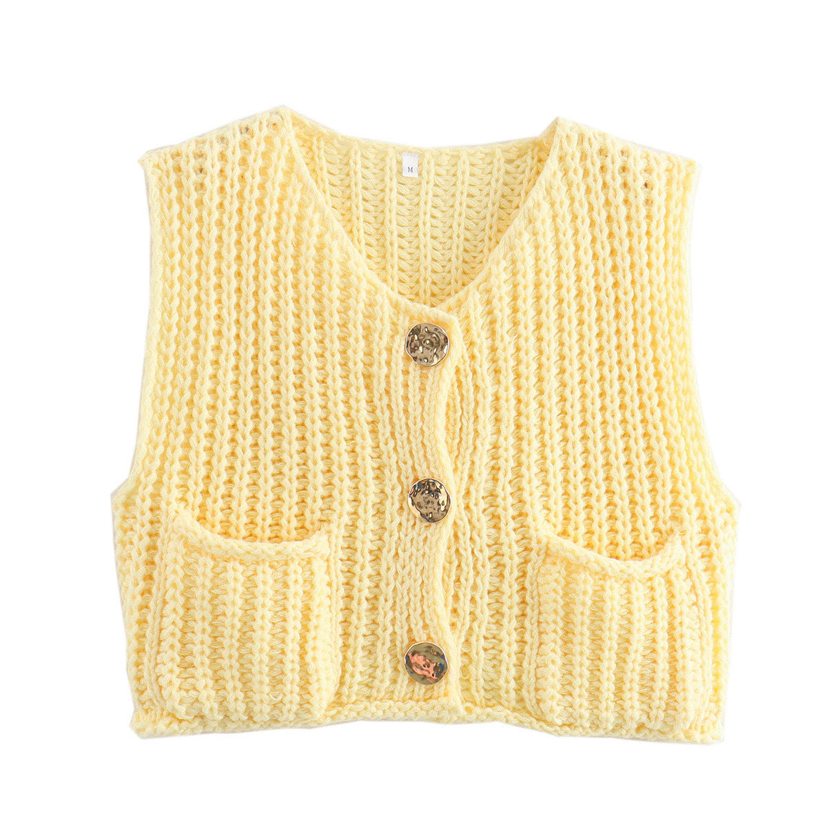 Damen modische Strickweste mit Knopfdetails und aufgesetzten Taschen Berg-Feldt
