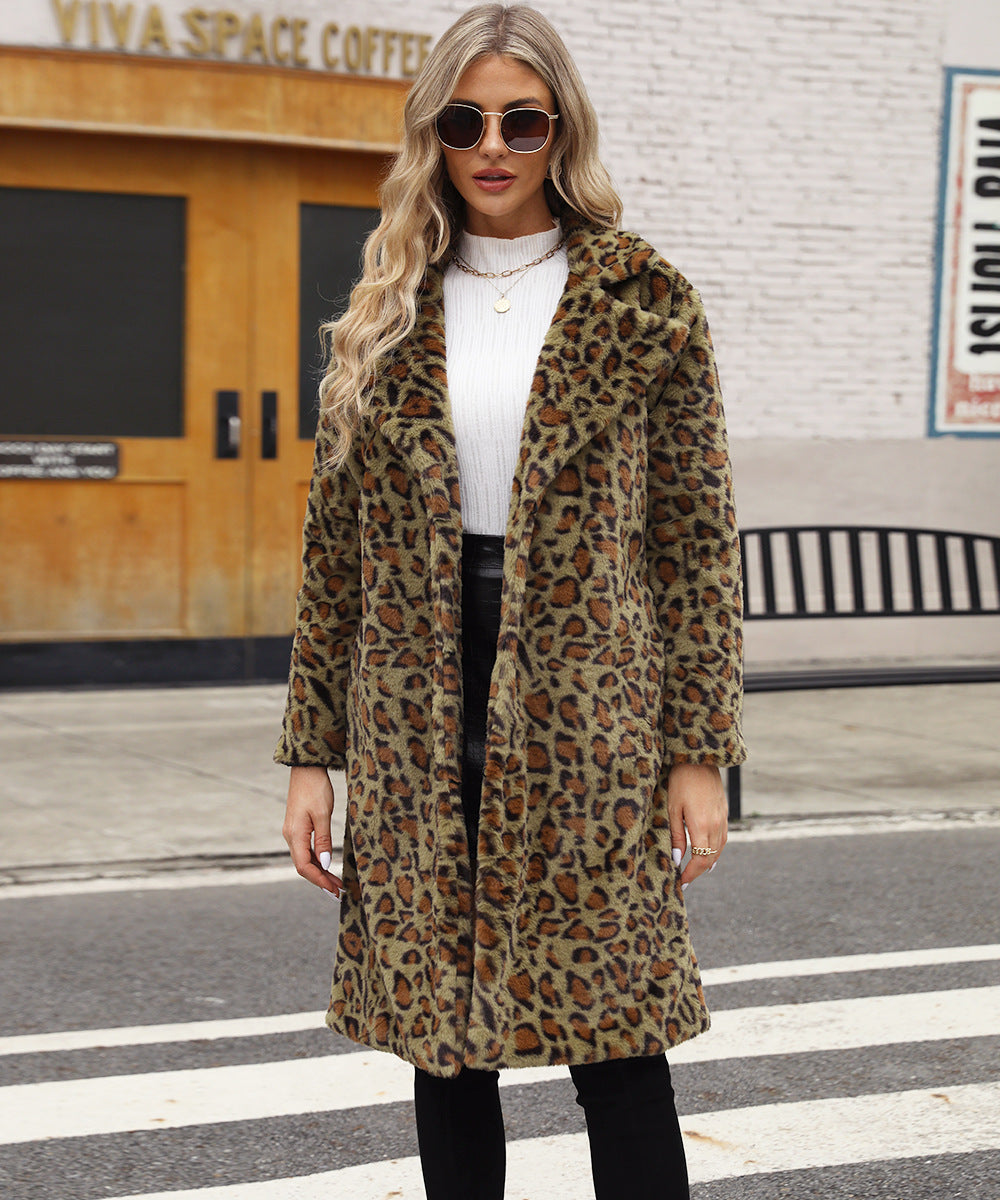 Manteau de luxe en fausse fourrure pour femmes motif léopard Berg-Feldt