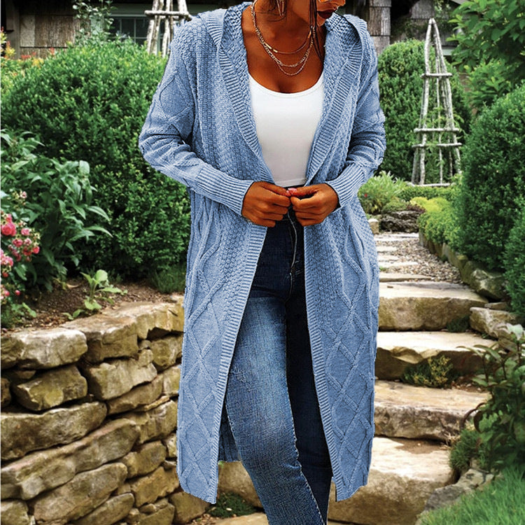 Gilet cardigan en maille à capuche avec motif torsadé de luxe pour femme Berg-Feldt