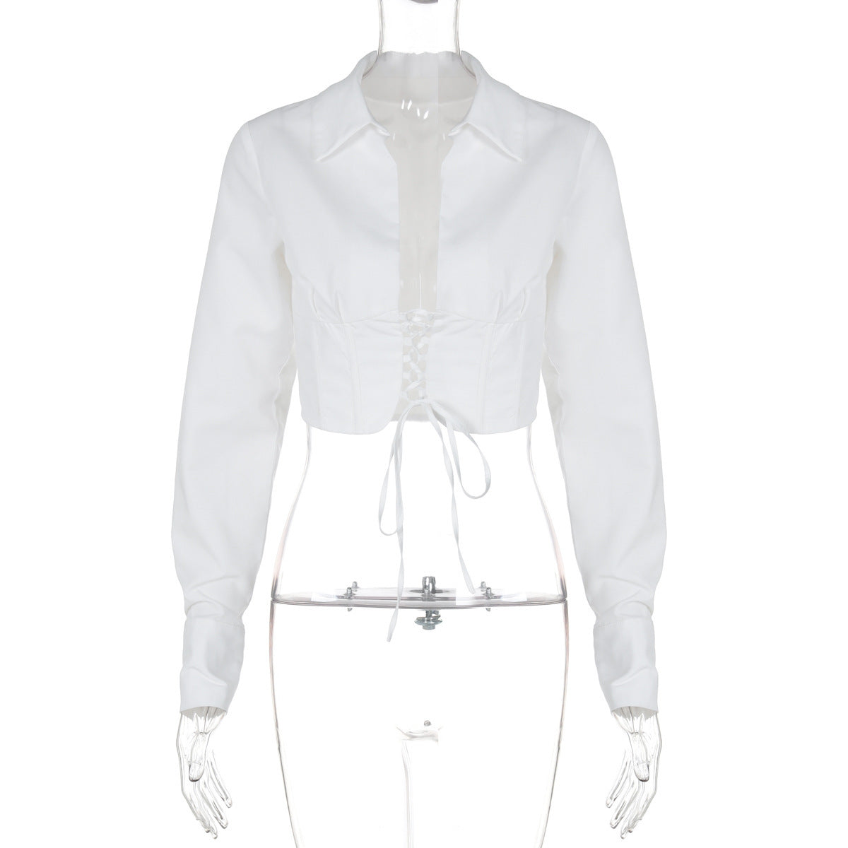 Modisches Damen Cropped Top mit Schnürung und verstärktem Kragen von berg-feldt