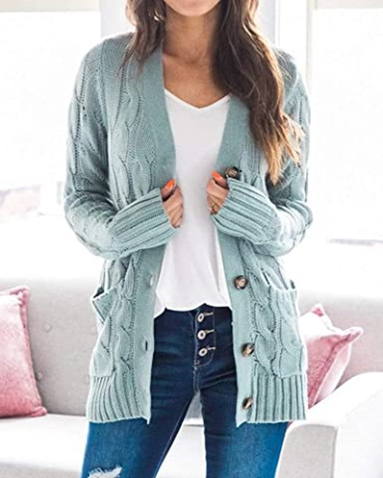 Cardigan pour femme en grosse maille, avec motif torsadé élaboré et poches pratiques Berg-Feldt