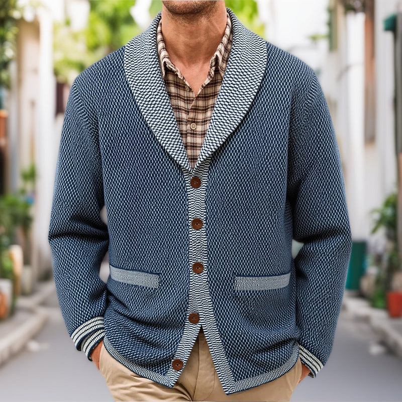 Cardigan pour homme avec détails boutonnés élégants et large col châle Berg-Feldt