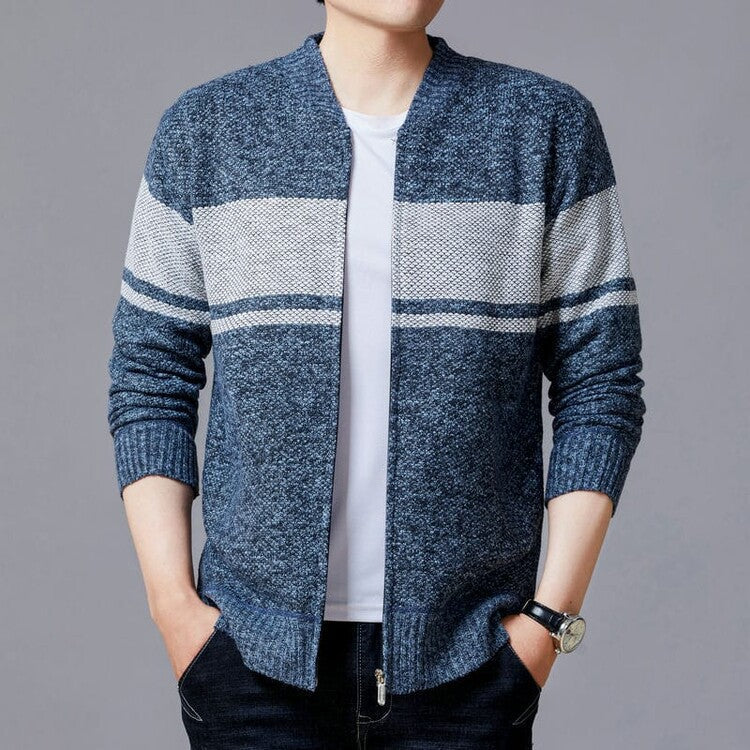Herren Strickjacke mit modernem Zipper und strukturiertem Design Berg-Feldt