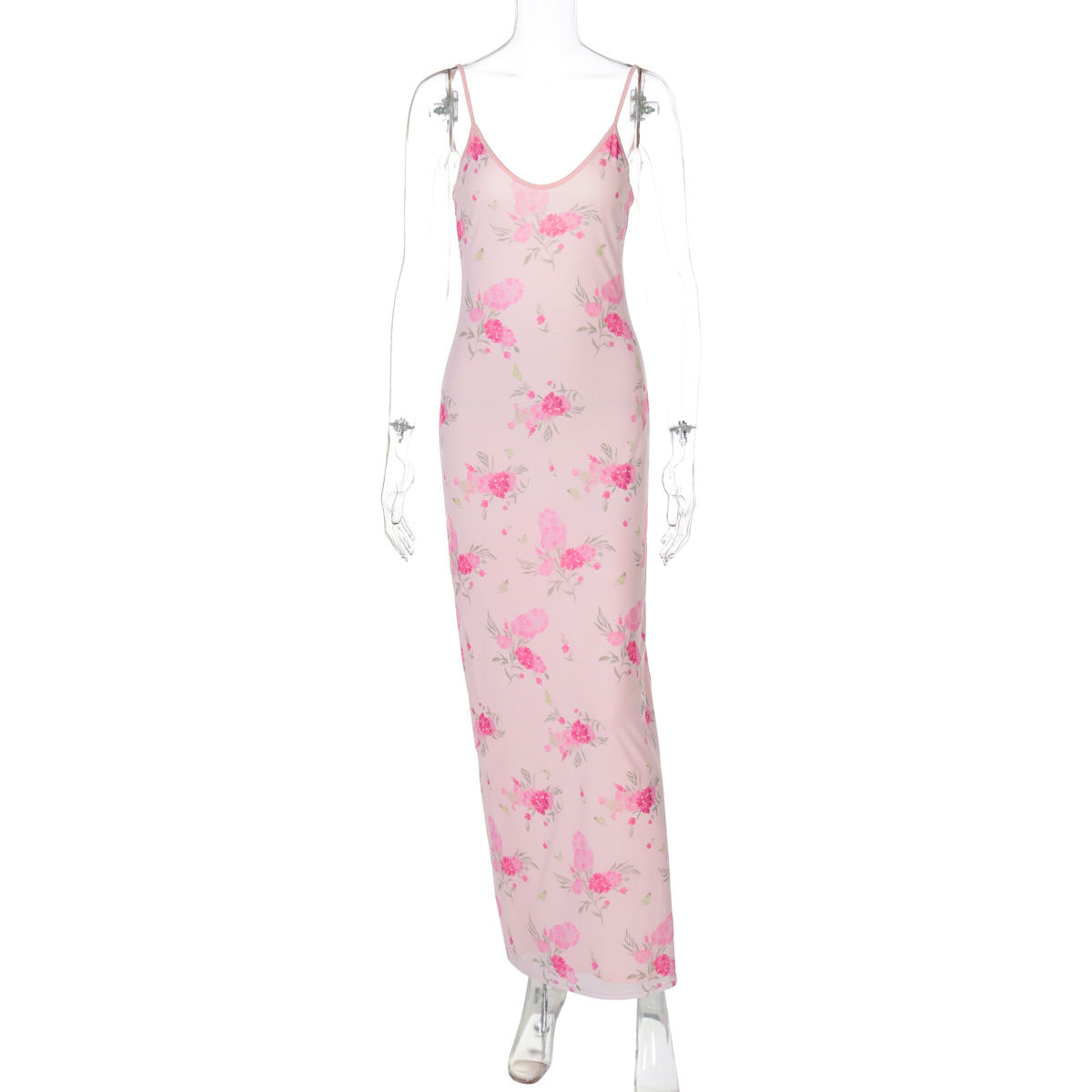 Élégante robe longue pour femme à motif floral et fines bretelles spaghetti de berg-feldt
