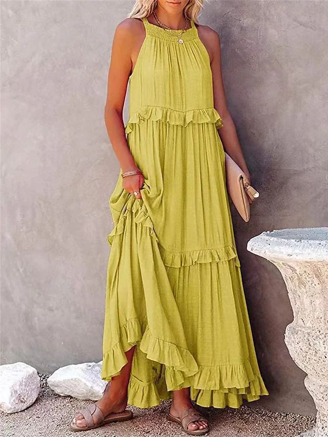 Robe longue bohème d'été à volants pour femme berg-feldt