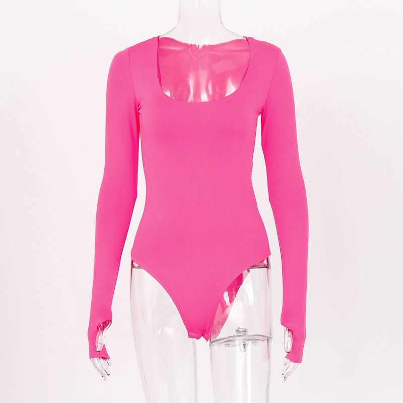 Figurbetonter Damen-Bodysuit mit tiefem Ausschnitt und langen Ärmeln von berg-feldt