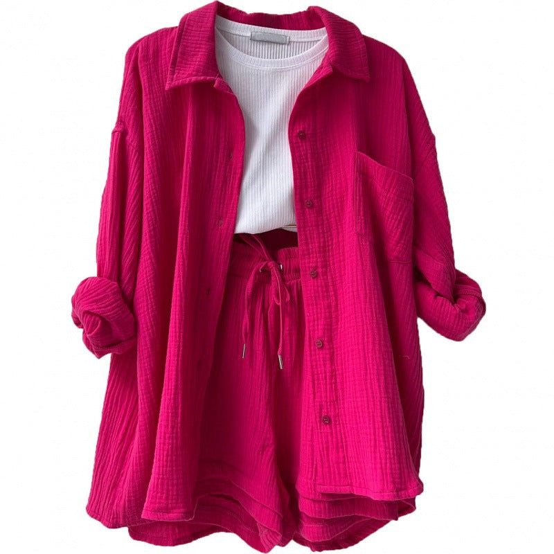 Ensemble décontracté pour femme : veste chemise à manches courtes et short de berg-feldt