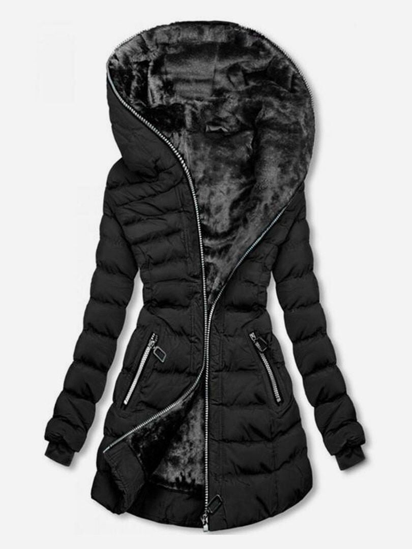 Damen gefütterte Winterjacke mit hohem Kragen und stilvollen Reißverschlusstaschen Berg-Feldt