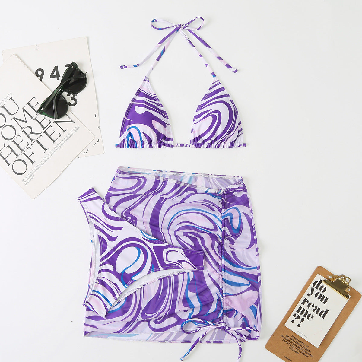 Haut de bikini triangulaire et jupe portefeuille Berg-Feldt pour femme