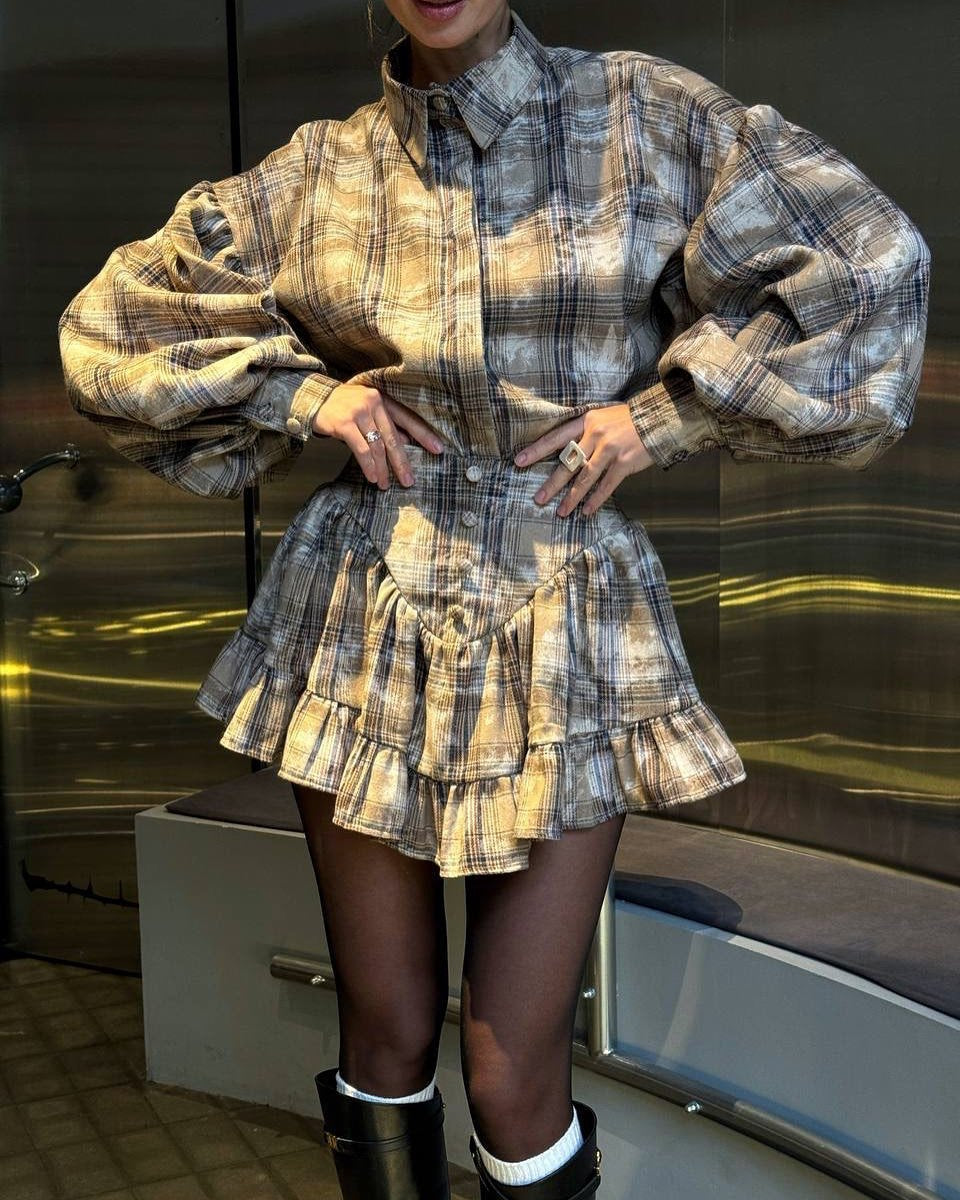 Robe d'été à carreaux et à volants Berg-Feldt pour femme