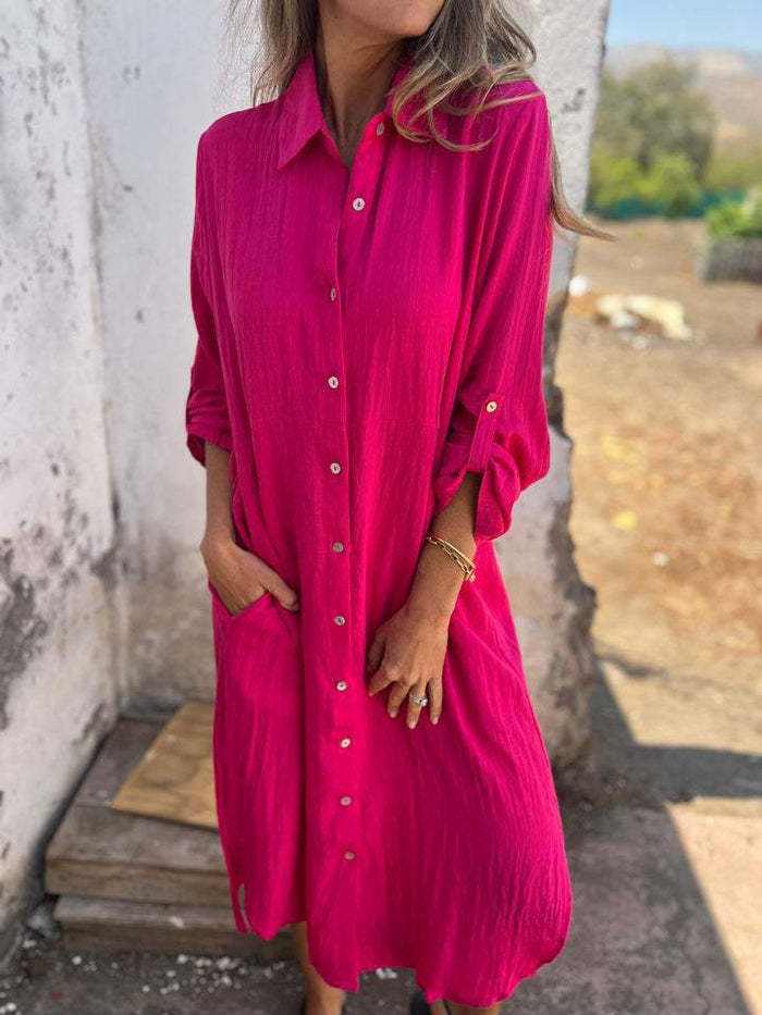 Robe chemise courte pour femme avec boutons et poches de berg-feldt