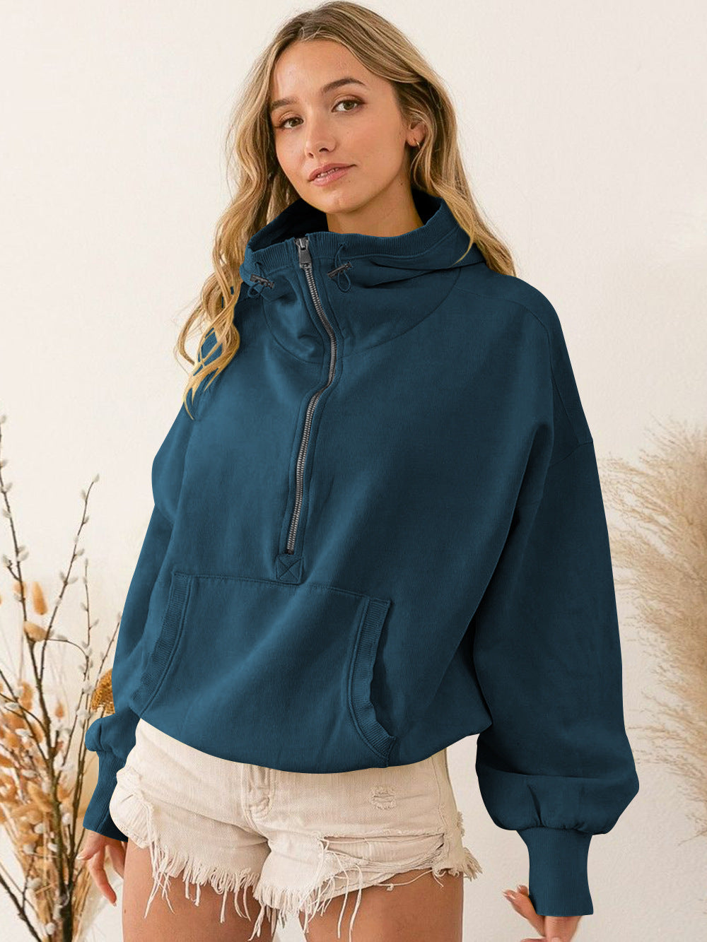 Sweat à capuche décontracté mi-zippé Femme Berg-Feldt