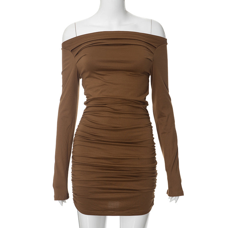 Robe fourreau froncée à épaules dénudées Berg-Feldt pour femme