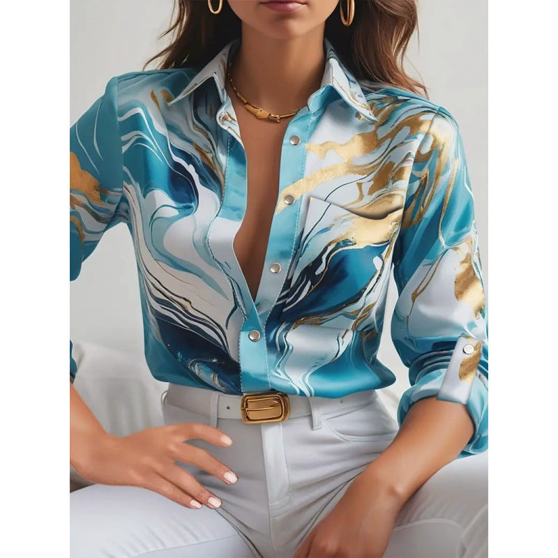 Chemise en satin élégante à motif nautique berg-feldt pour femme