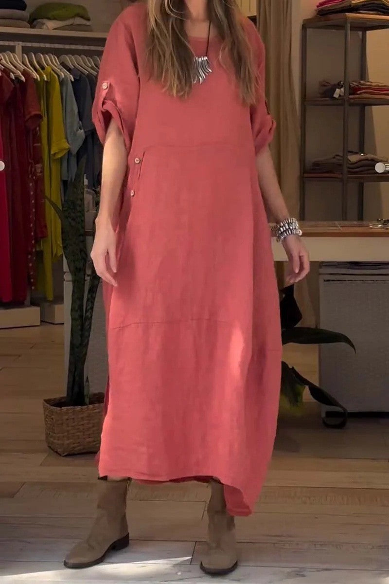 Robe longue légère pour femme avec poches et manches retroussables berg-feldt