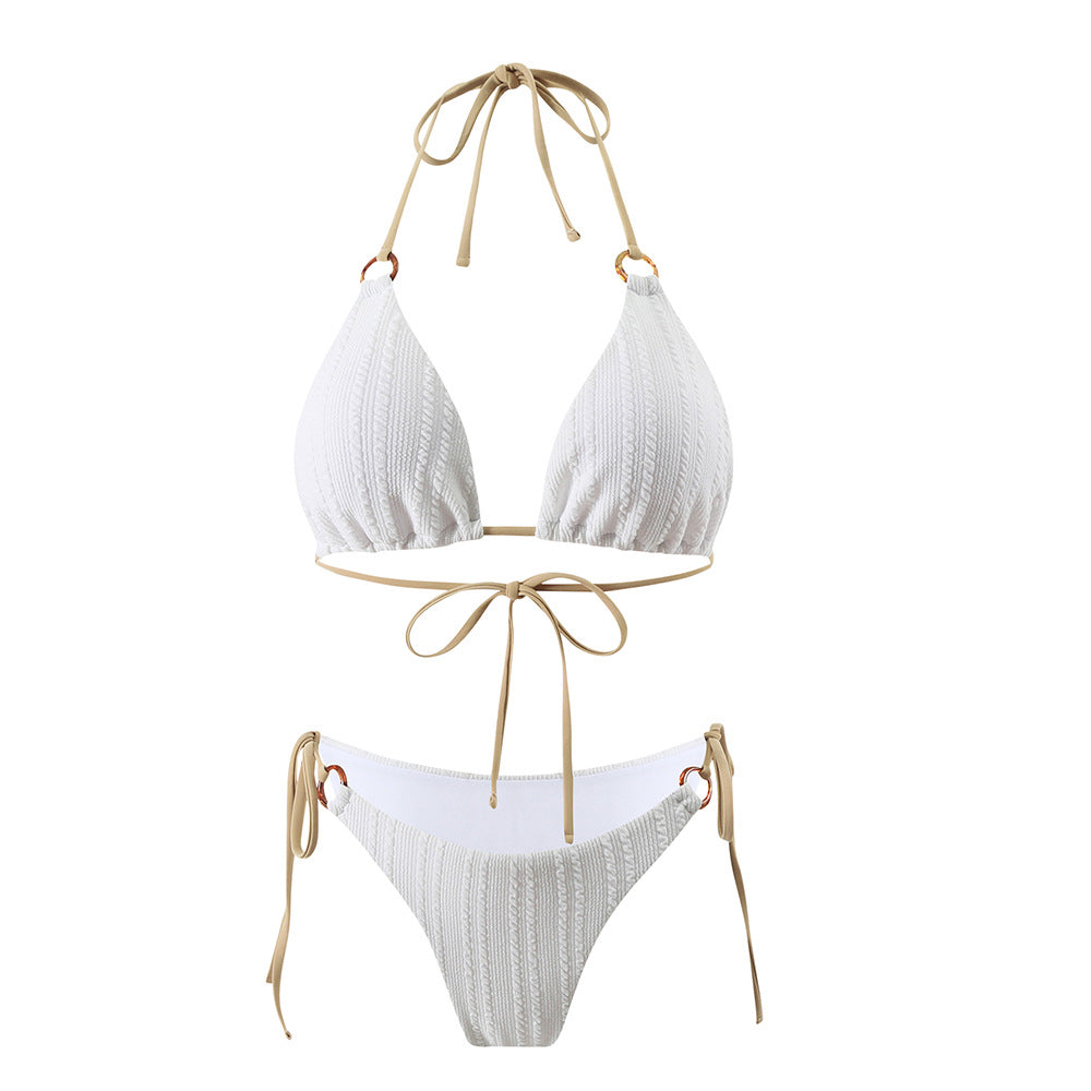 Maillot de bain deux pièces structuré pour femme, haut triangle, bretelles réglables, par berg-feldt