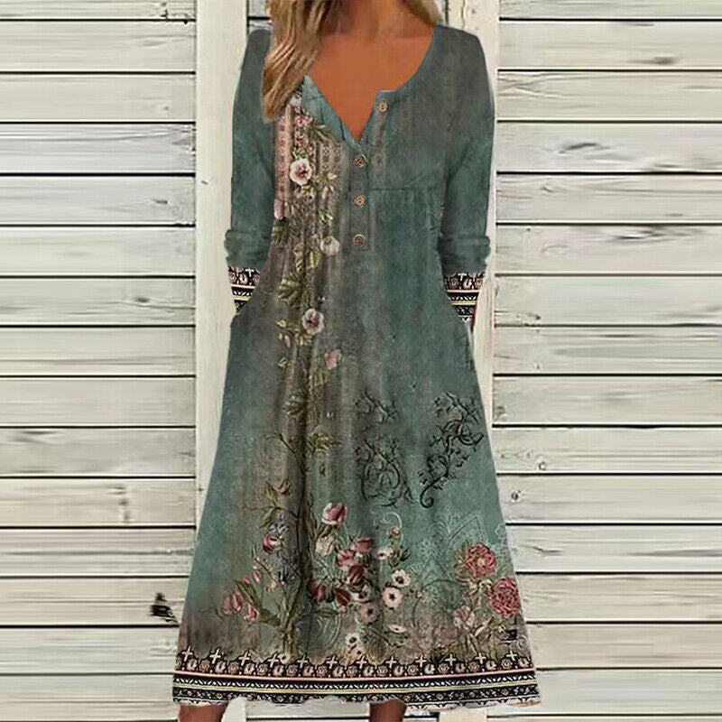Robe longue fleurie boutonnée femme berg-feldt
