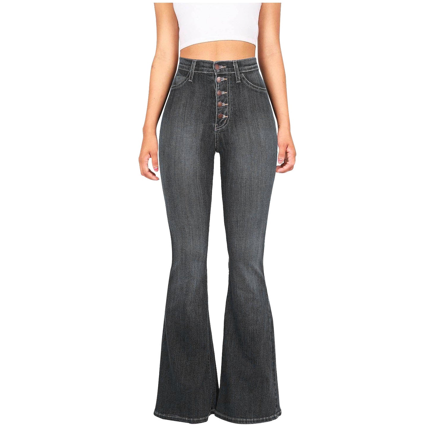 Jean flare taille haute avec braguette décorative Berg-Feldt