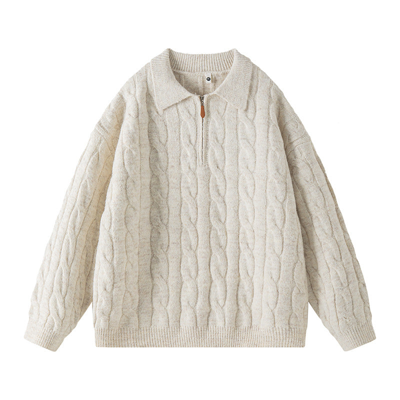 Pull en tricot de qualité pour femme avec fermeture éclair courte et col classique Berg-Feldt