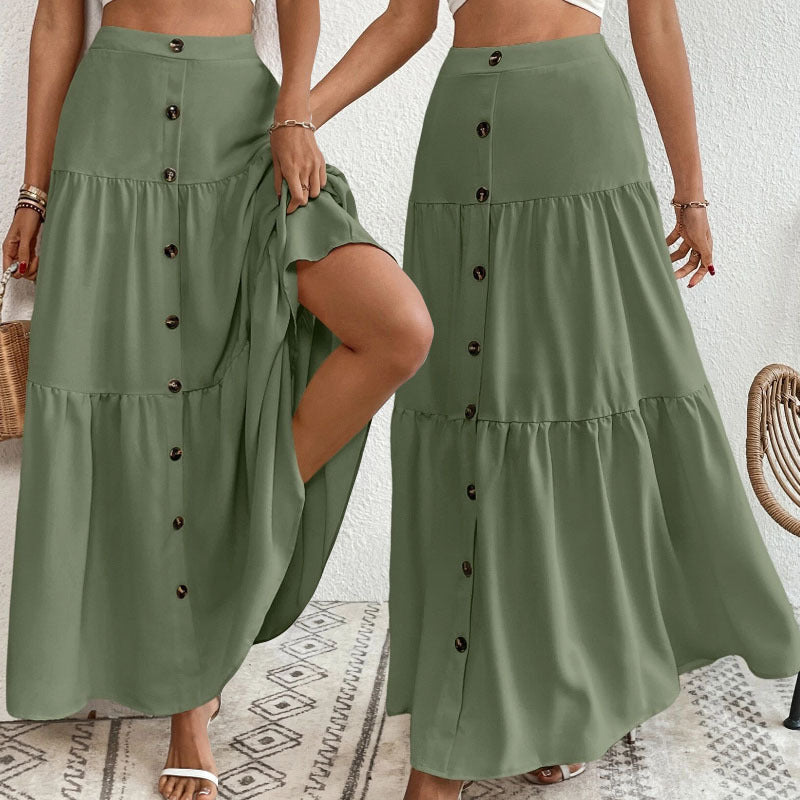 Jupe longue Berg-Feldt pour femme avec boutons