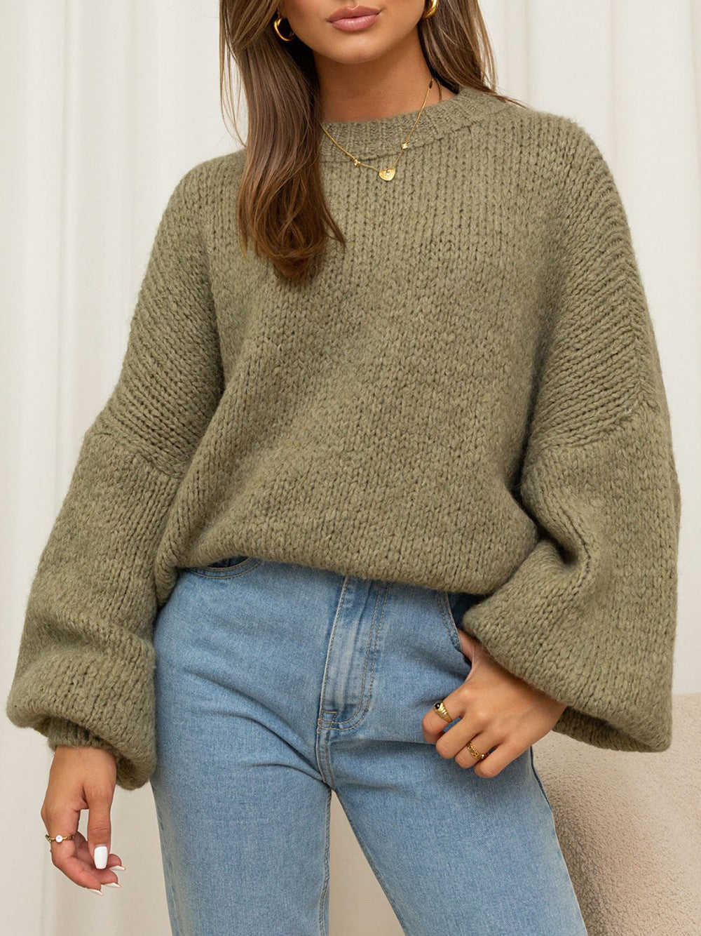 Damen-Pulli Oversize Confortable avec Manches Volumineuses et Tricot Doux Berg-Feldt