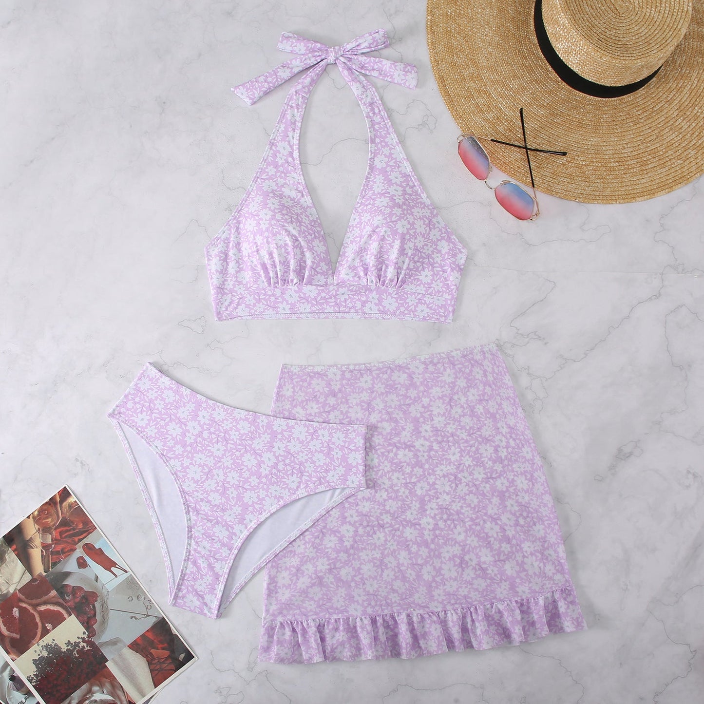 Ensemble de bikini à col montant et imprimé floral pour femme par berg-feldt