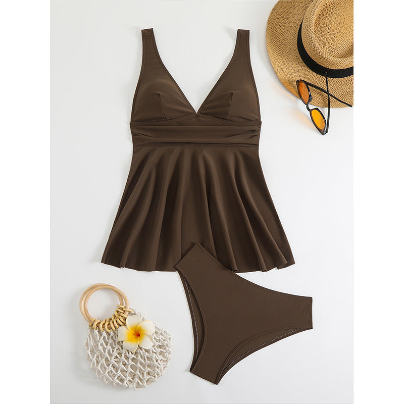 Maillot de bain deux pièces pour femme Berg-Feldt, haut à volants et taille haute