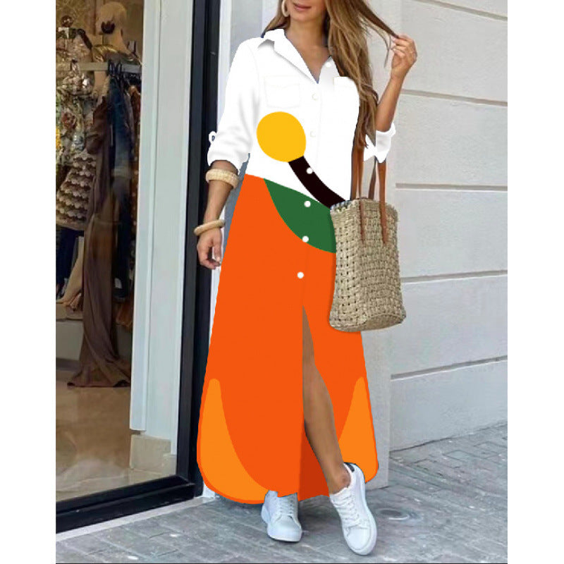 Robe longue bohème avec fente latérale et boutons – Berg-Feldt Design