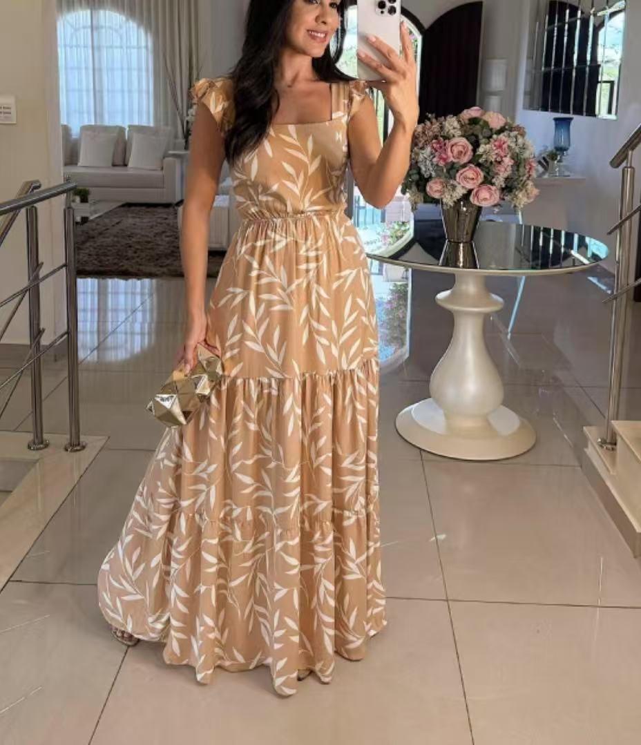Robe longue bohème à imprimé feuilles par berg-feldt