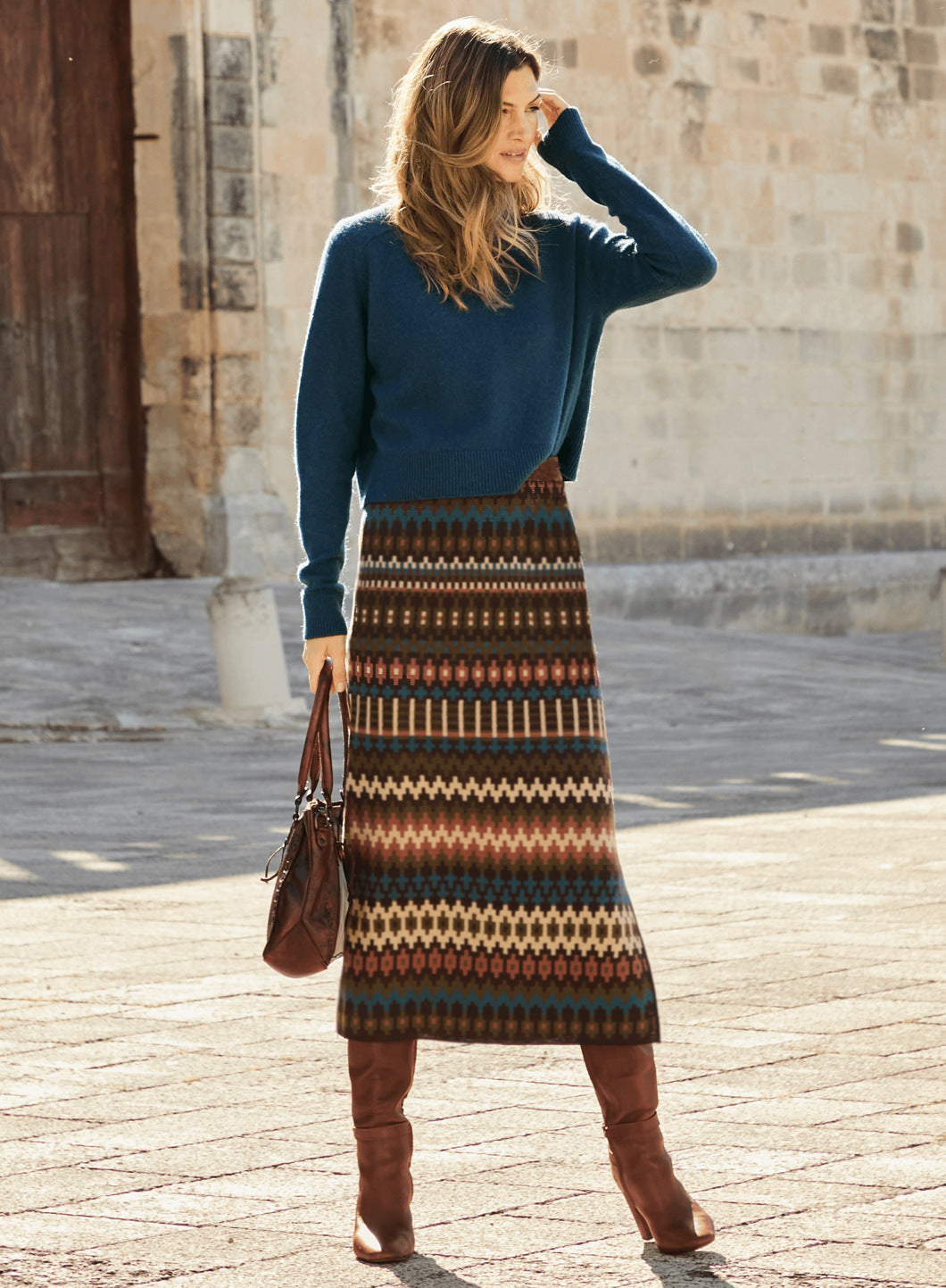 Jupes longues pour femmes avec motif ethnique moderne et taille élastique Berg-Feldt
