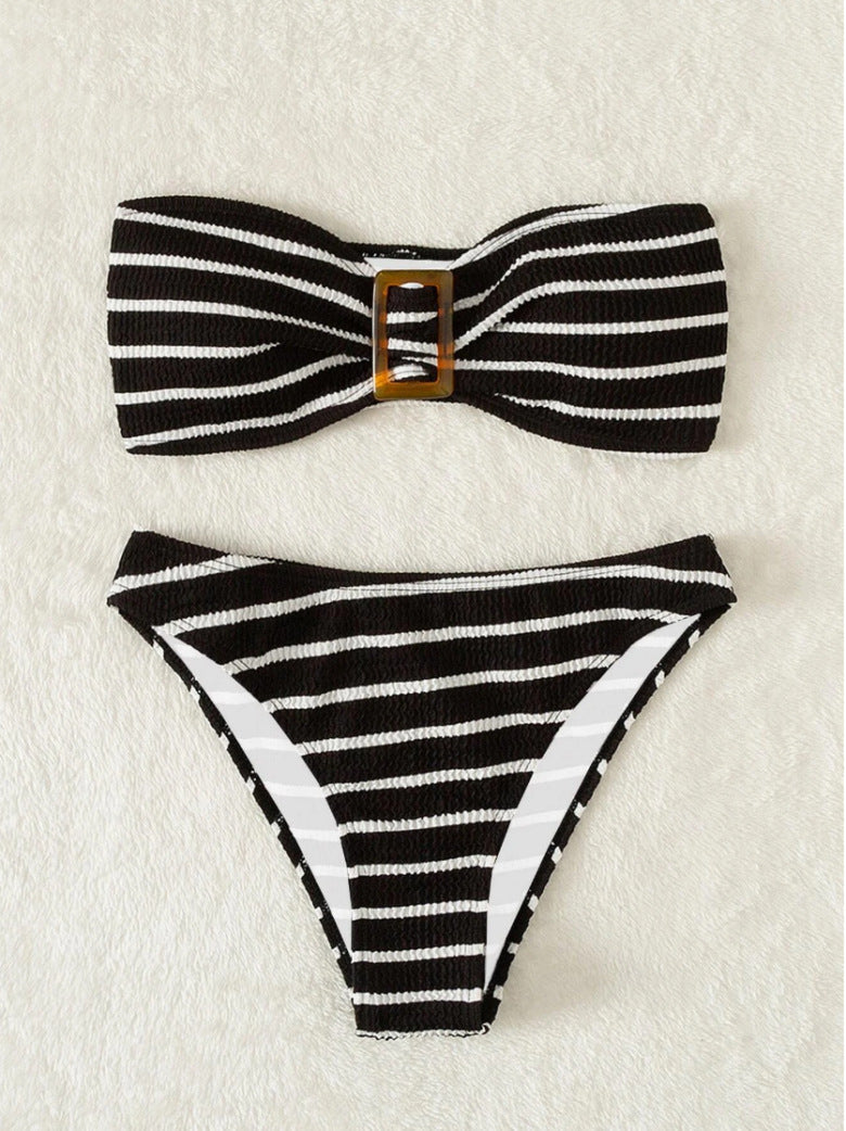 Haut de bikini bandeau raffiné pour femme avec nœud et taille haute de berg-feldt
