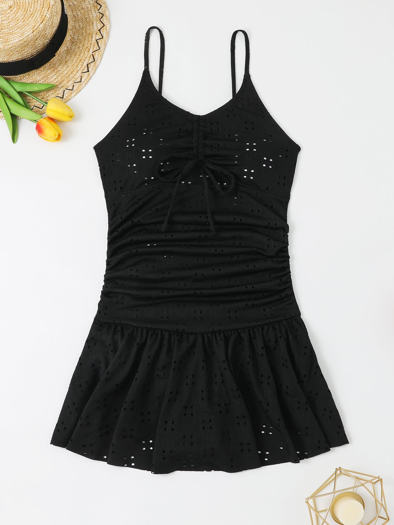 Elegant short women's dress with pretty lacing and a wide A-line cut berg-feldt
