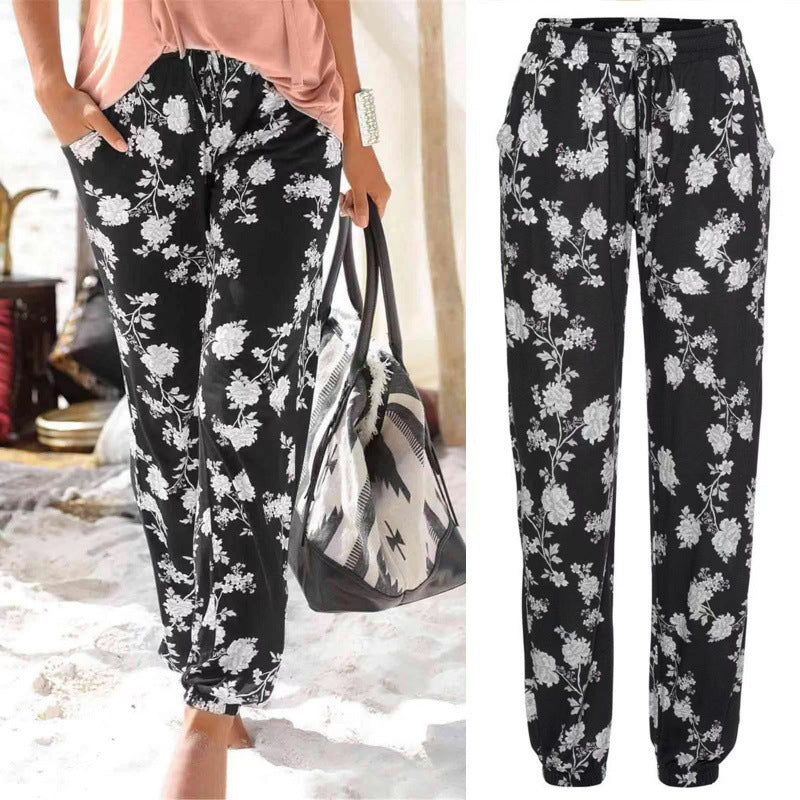 Pantalon de détente pour femme Berg-Feldt à taille élastique et motif floral