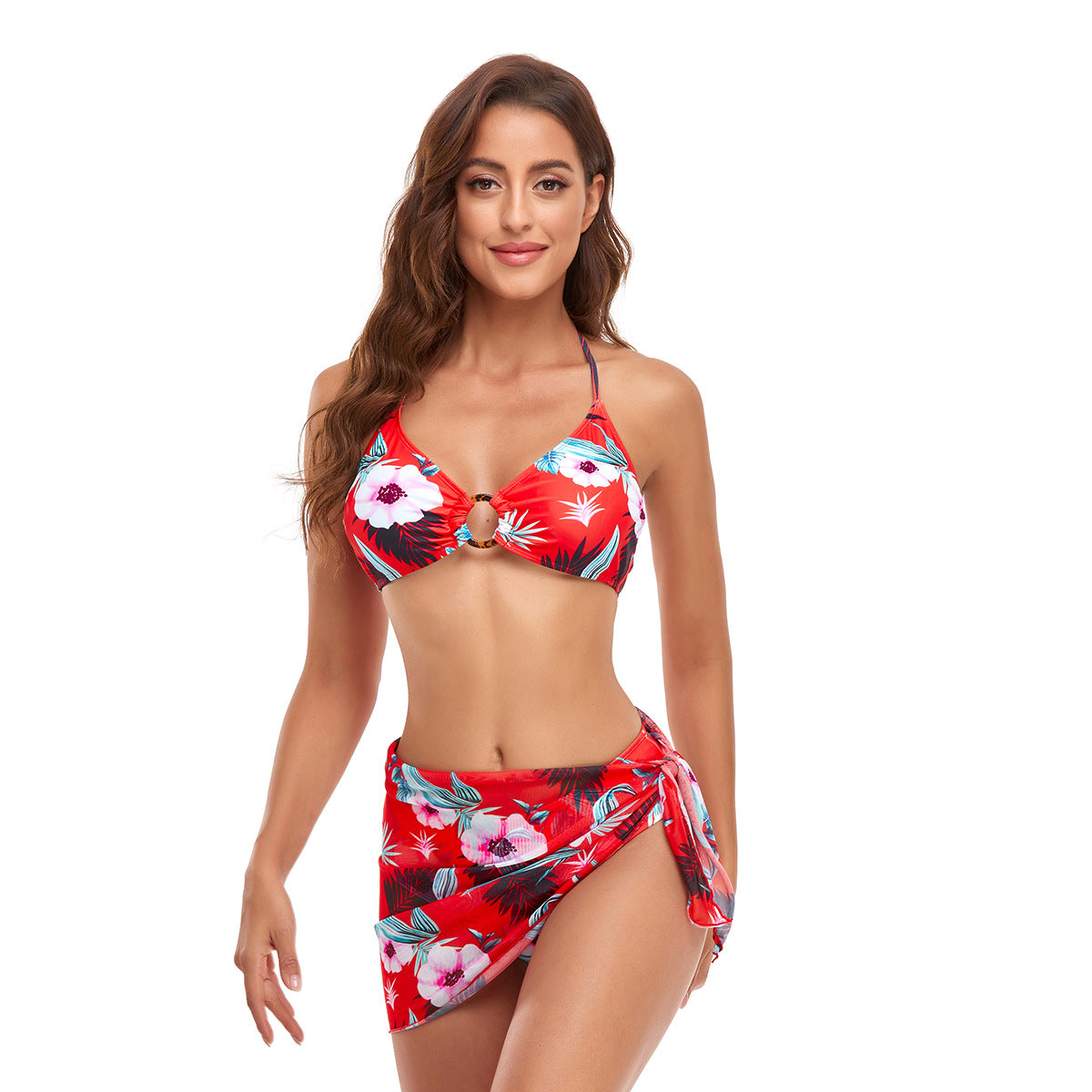 Eleganter Damen-Bikini mit Wickelrock und Blumenmuster von berg-feldt