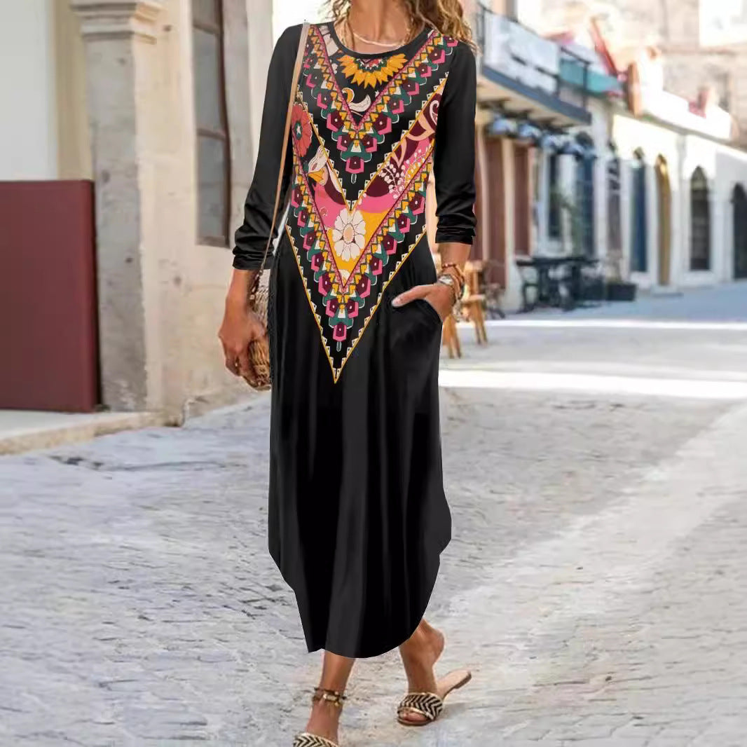 Robe longue bohème à broderies géométriques Berg-Feldt