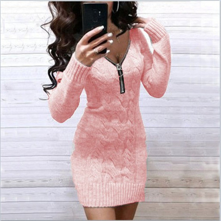 Robe pull en maille tressée avec fermeture éclair Berg-Feldt pour femme