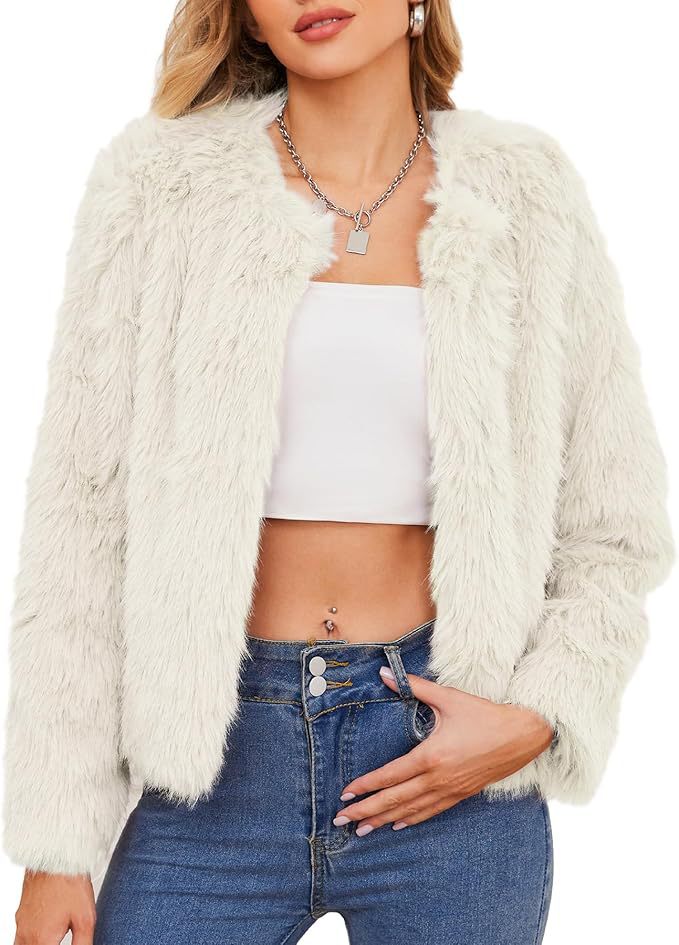 Veste courte de luxe en fausse fourrure pour femme avec manches volumineuses Berg-Feldt