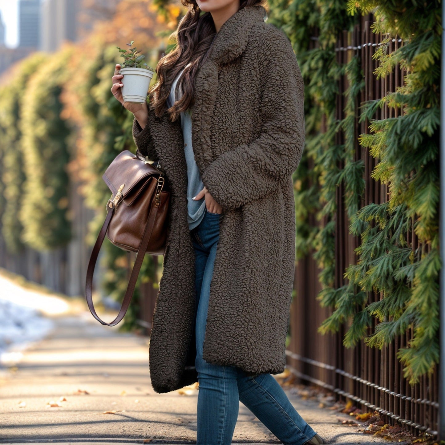 Manteau douillet oversize en fausse fourrure d'agneau Berg-Feldt pour femme