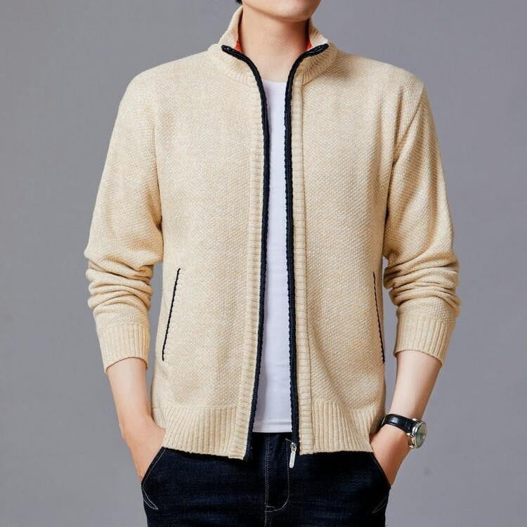 Herren Strickjacke mit modernem Zipper und hohen Kragen Berg-Feldt
