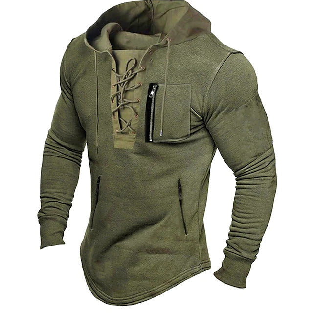 Herren modischer Kapuzenpullover mit einzigartigem Schnürdesign Berg-Feldt