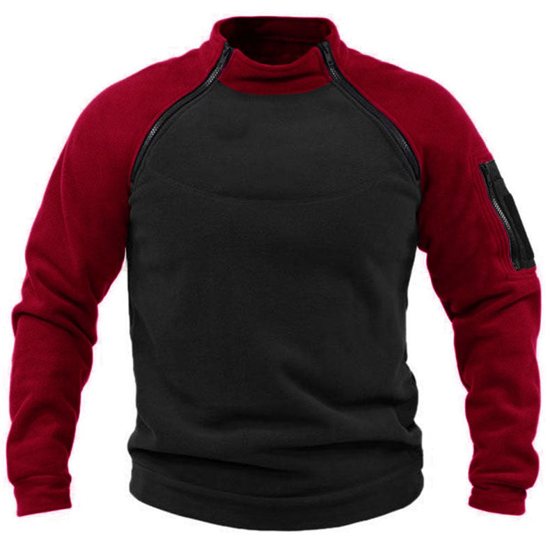 Herren Fleece-Pullover mit hohem Kragen und funktionalen Taschen Berg-Feldt