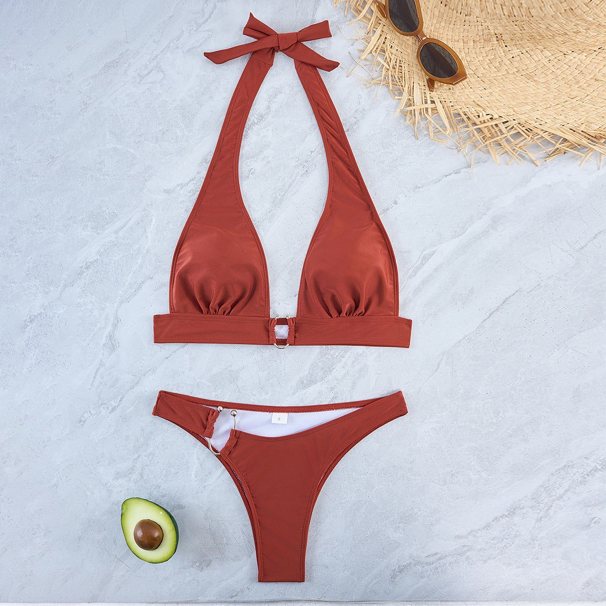 Women's High-Cut Triangle Bikini Set with Ring Detail by berg-feldt