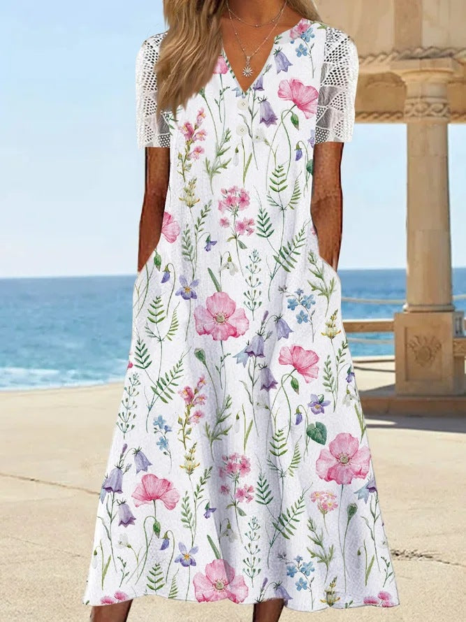 Robe longue évasée à fleurs pour femme Berg-feldt