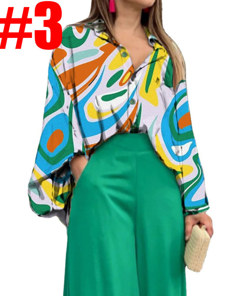 Lose, bunte Damenbluse mit Marmordruck von berg-feldt