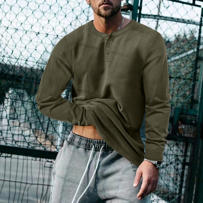 Herren Langarm-Henley-Shirt mit klassischem Knopfleisten-Design und weichem Baumwollmix Berg-Feldt