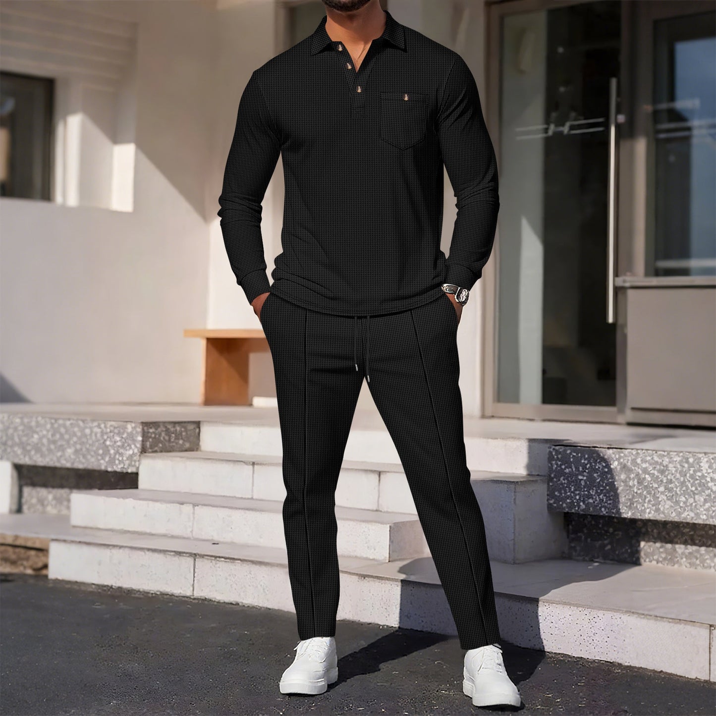 Herren eleganter Freizeitanzug mit strukturiertem Oberteil und bequemen Hosen Berg-Feldt