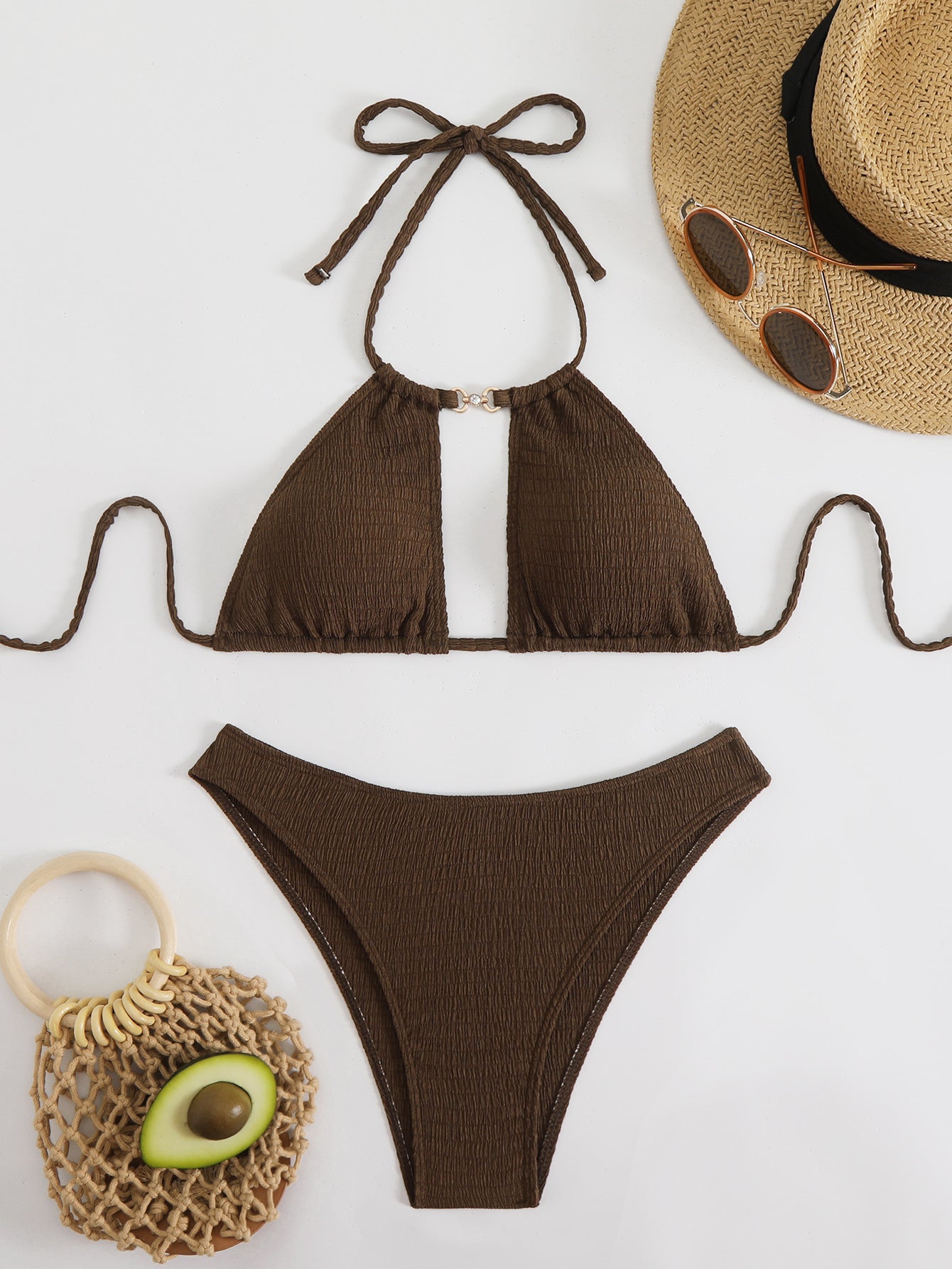 Haut de bikini triangle Berg-Feldt pour femme, avec découpe sophistiquée et bretelles élastiques