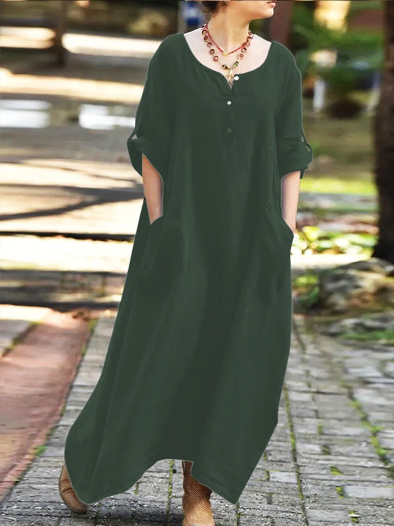 Robe longue décontractée pour femme avec poches pratiques et détails boutonnés Berg-Feldt