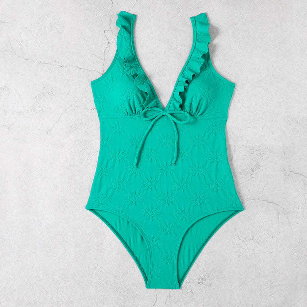 Maillot de bain élégant pour femme avec volants et laçage de berg-feldt