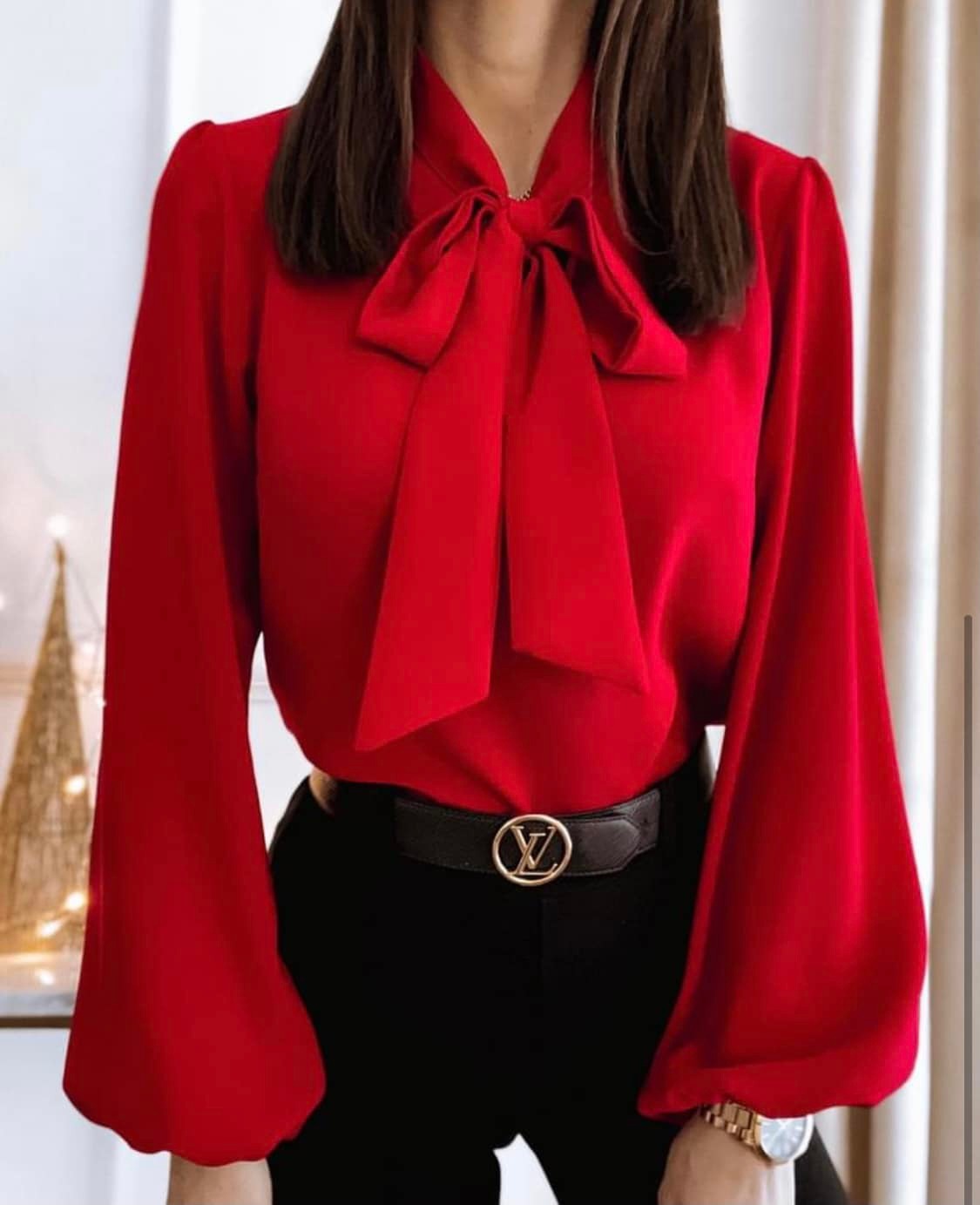 Blouse pour femme avec nœud décoratif et manches bouffantes par berg-feldt